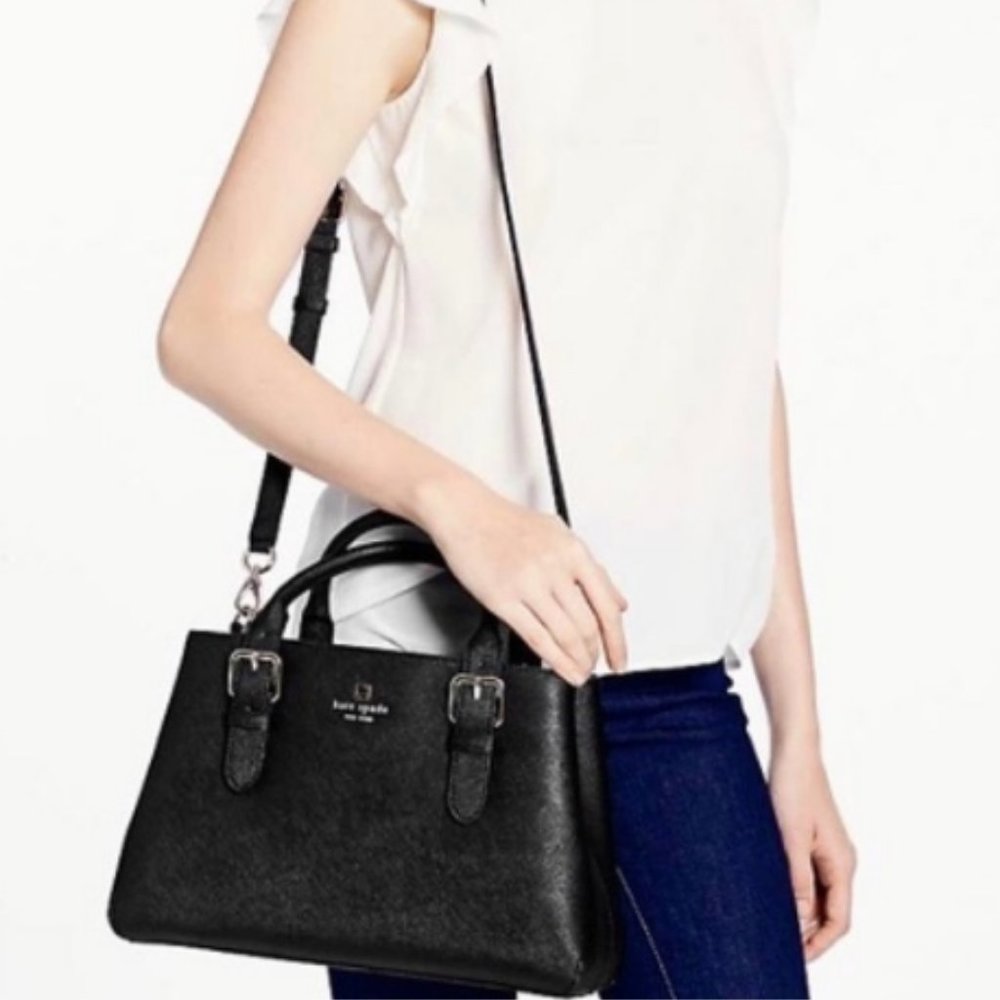 KATE SPADE NEW YORK Black Saffiano Leather Cove Street Provence Handle Bag